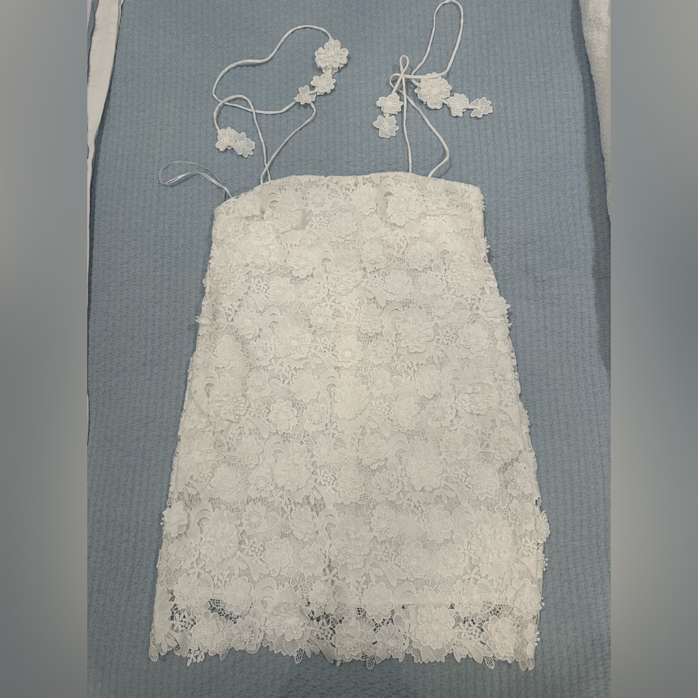 Zimmerman Raie Lace Flower White Mini Dress - Picture 3 of 9
